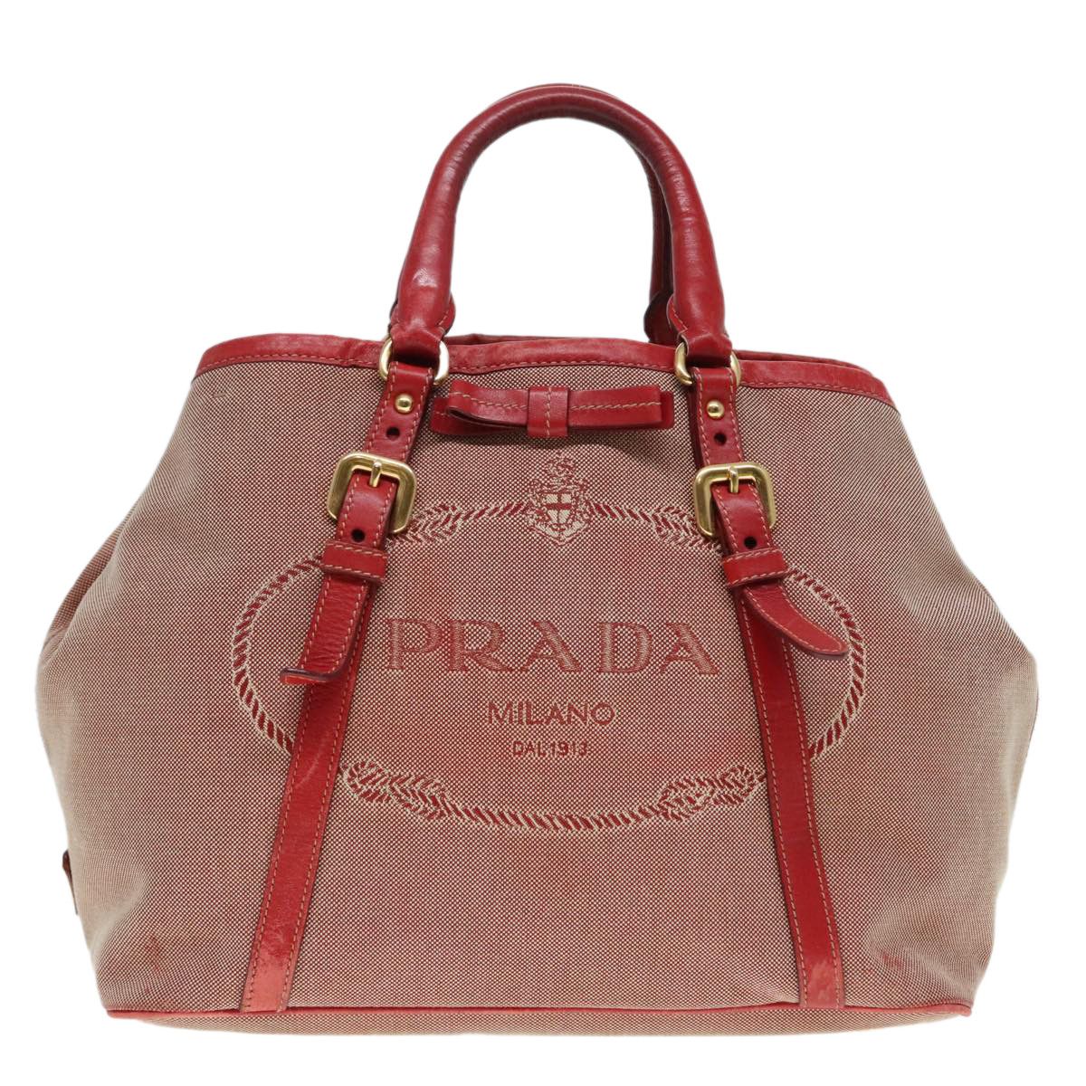 Prada Canapa Red Canvas Handbag (Pre-Owned) Size ONE SIZE - 1 Thumbnail
