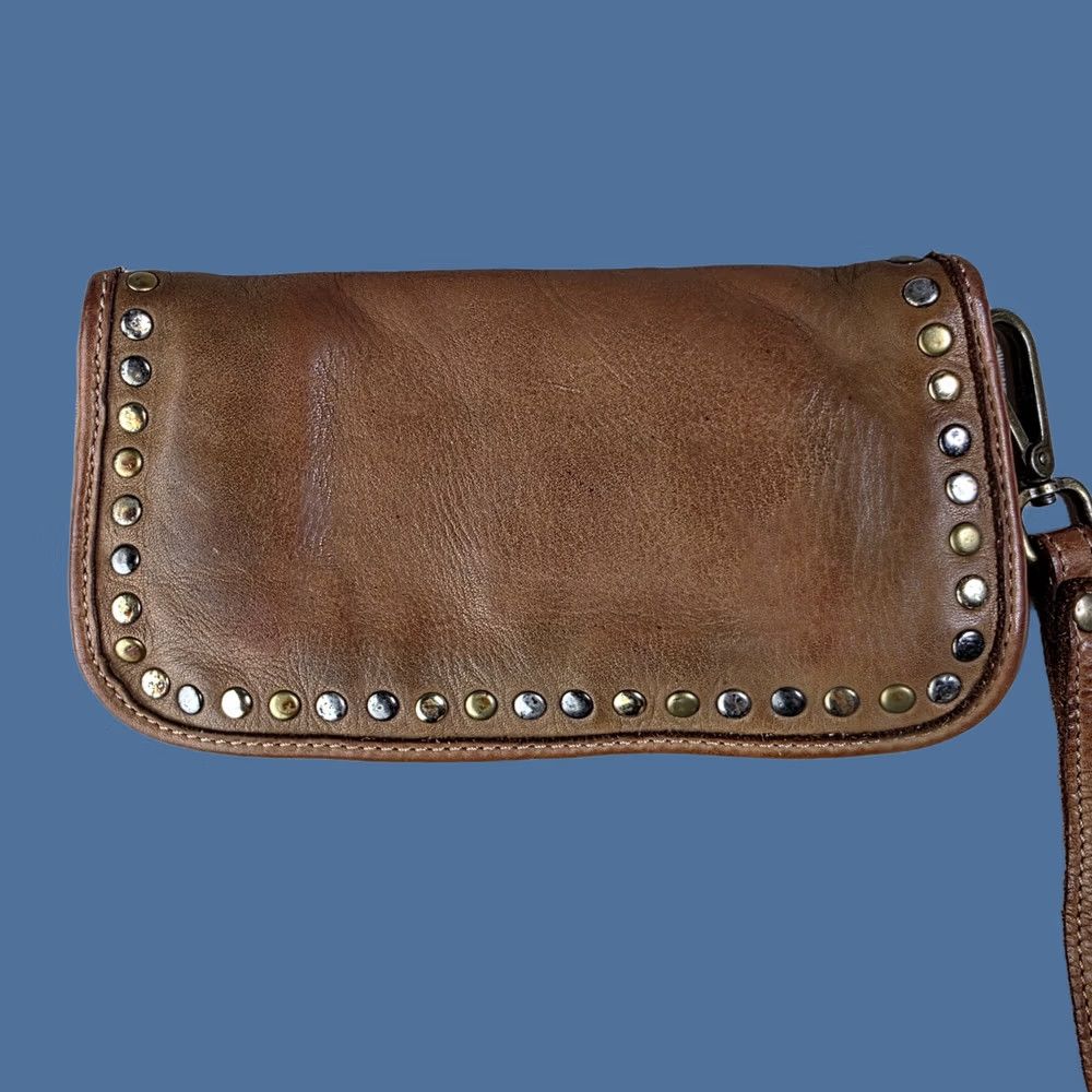 Vera Pelle Vera Pelle Bols Nova Italian Leather Zip Around Clutch Wallet Billfold Studded Women Brown Leather Zip-Around Wallet Studded Nova Bols Vera Pelle Size ONE SIZE - 1 Thumbnail