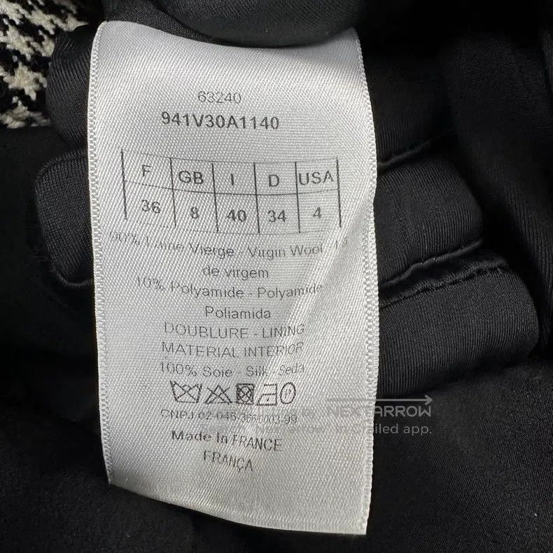 Dior Dior One-shoulder thousand-bird check wool short sleeves Size XS / US 0-2 / IT 36-38 - 4 Thumbnail