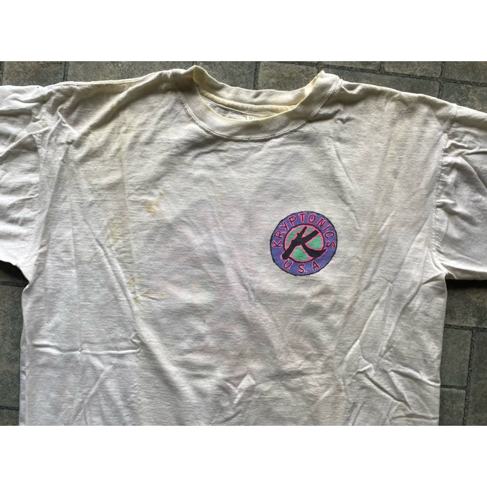 Vintage Kryptonics USA T Shirt Men L White Flaws Wear Logo Roller Hockey Logo Mens Size US L / EU 52-54 / 3 - 3 Thumbnail