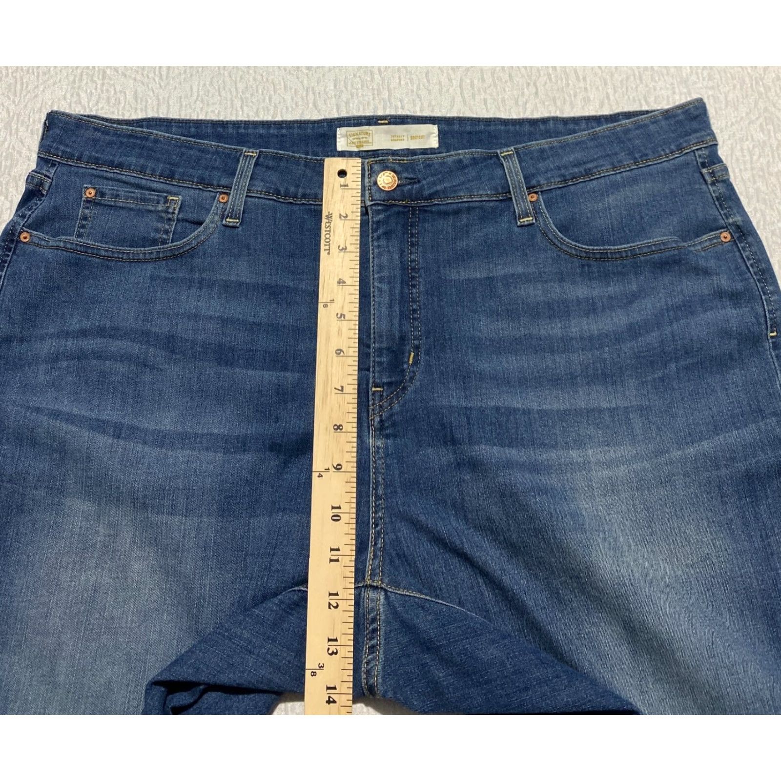 Vintage Levi Strauss Signature by Levi Strauss & Co. Jeans Bootcut 41×29 Womens 22S Plus Blue Denim 5-Pocket Shaping Stretch Size 27" / US 4 / IT 40 - 4 Thumbnail