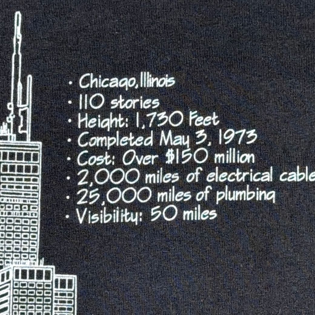 Sears VINTAGE Chicago Shirt Adult EXTRA LARGE Black Willis Sears Tower City Skydeck Souvenir Size US XL / EU 56 / 4 - 3 Thumbnail