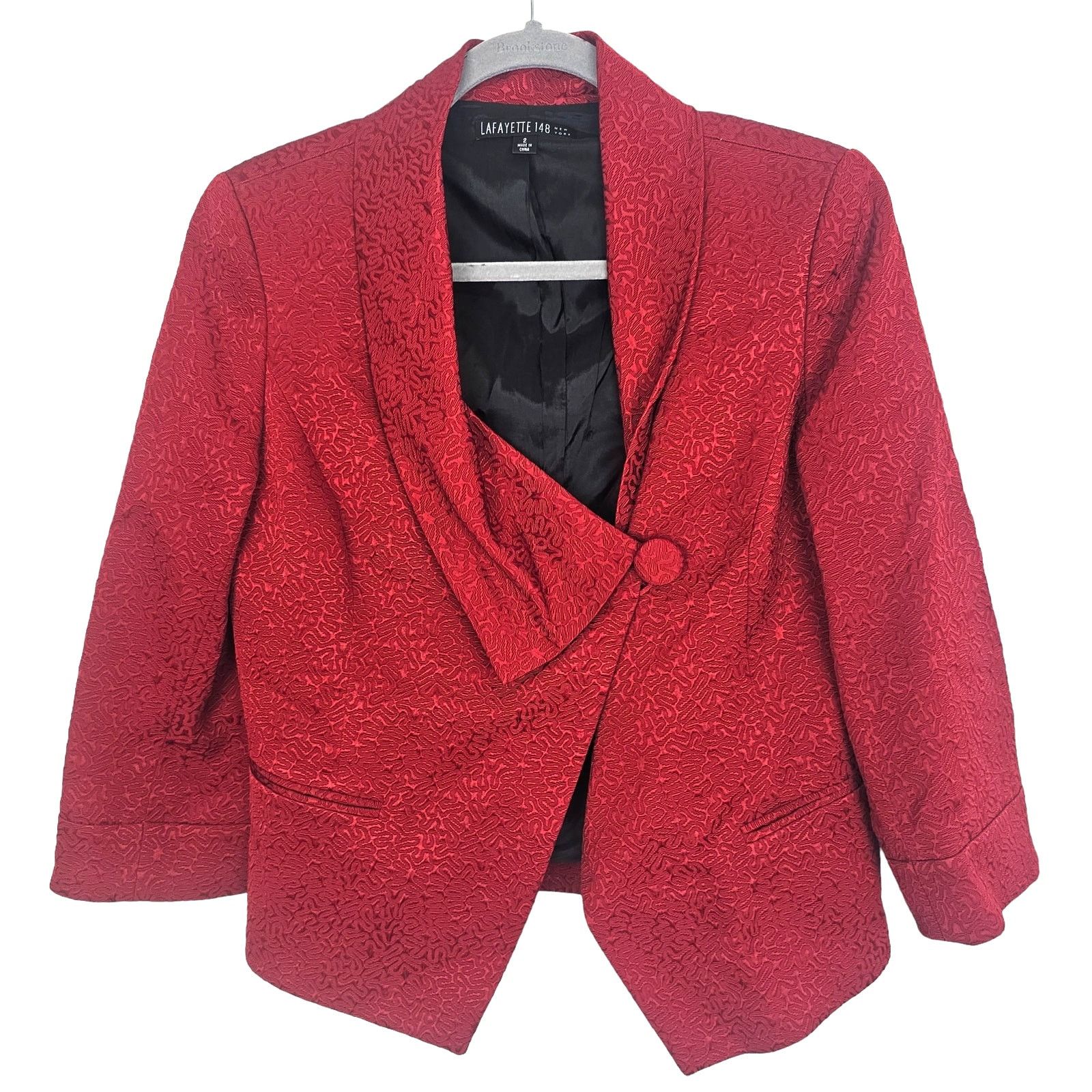 Lafayette 148 Womens Crop Blazer Size 2 Textured Holiday