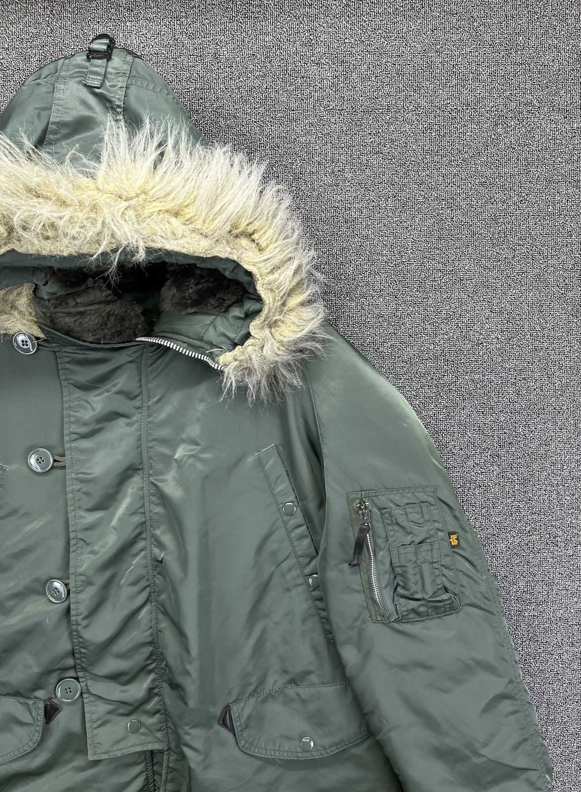 Alpha Industries Vintage 90s Alpha Industries Fur Hoodie Bomber Jacket Size US M / EU 48-50 / 2 - 9 Thumbnail
