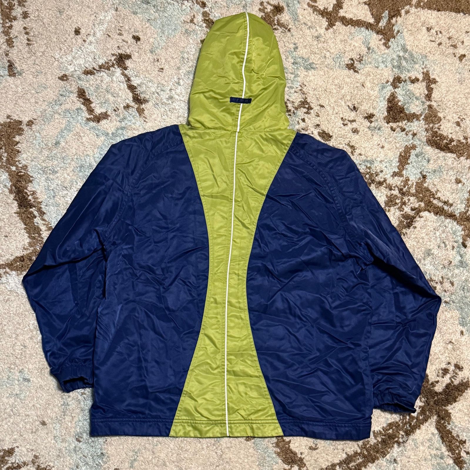 Nike × Vintage Vintage 90s Nike Windbreaker Jacket Youth Large Lime/Navy Size US S / EU 44-46 / 1 - 2 Thumbnail