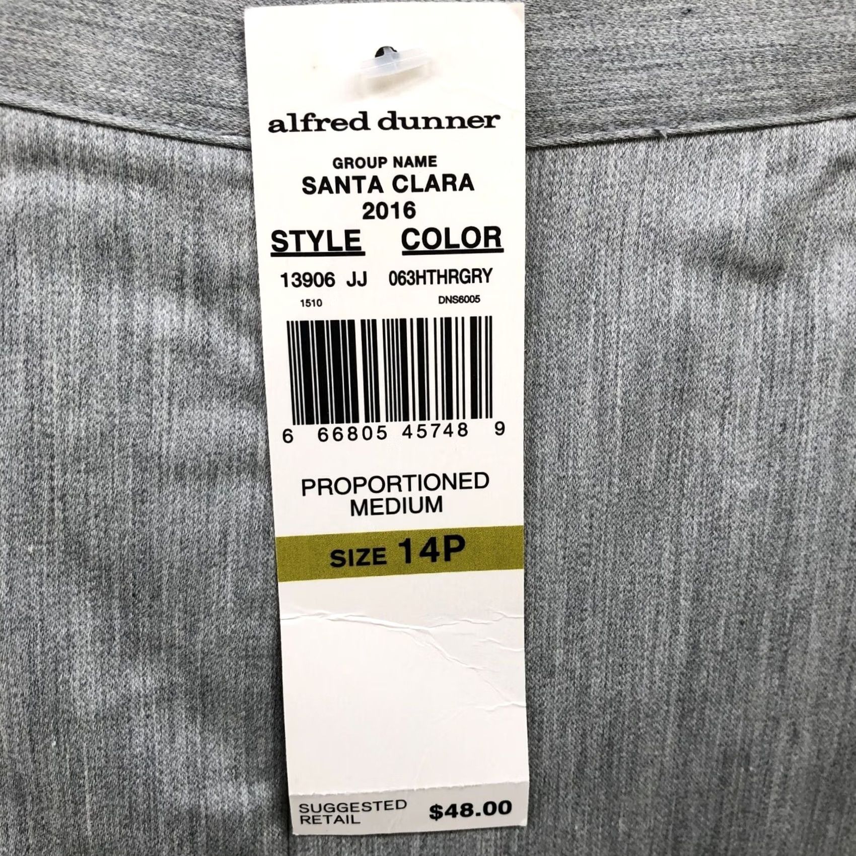 Vintage Alfred Dunner Dress Womens 14P Gray NWT Pull Pants Comfort Waist Straight Size 36" / US 14 / IT 50 - 5 Thumbnail