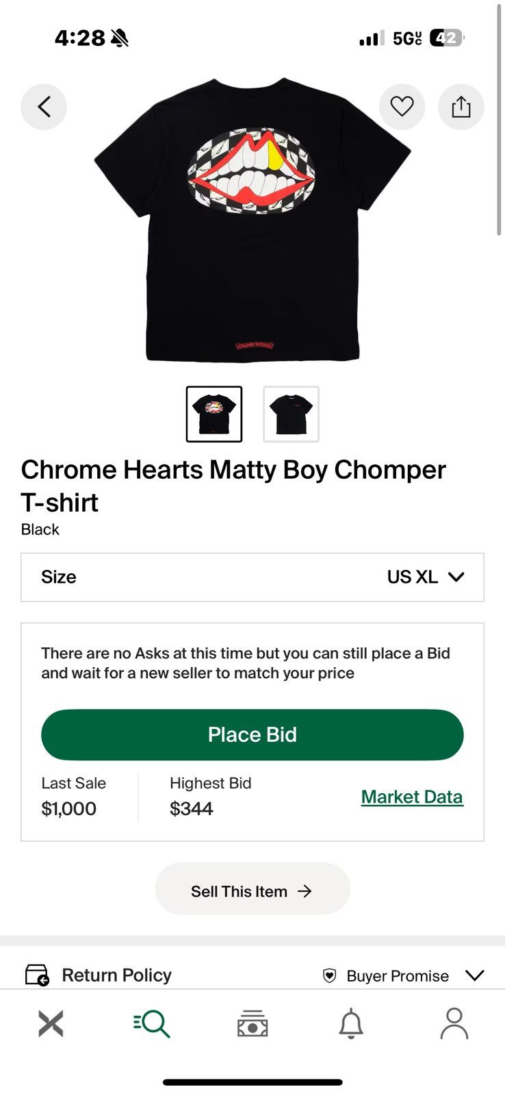 Chrome Hearts Chrome hearts x matty boy OG chomper tee sz xl Size US XL / EU 56 / 4 - 12 Thumbnail