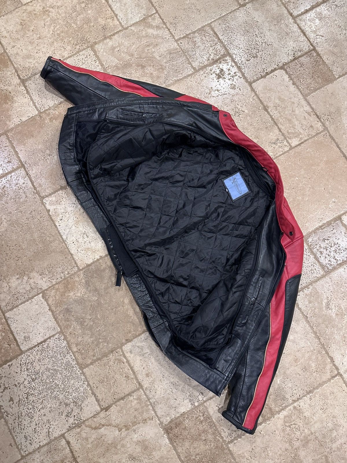 Vintage Vintage Xelement Red / Black Racer Moto Biker Leather Jacket Size US XXL / EU 58 / 5 - 16 Thumbnail