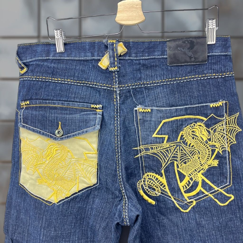 Vintage VINTAGE PACO Jeans Skater 34 x 32 Denim Wide-Leg Men Blue Refuse Baggy Dragon Embroidered Size US 34 / EU 50 - 1 Thumbnail