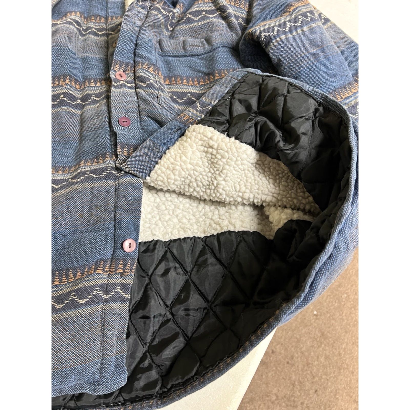 Vintage VINTAGE Grit Iron Workwear Shacket Jacket Men L Blue Aztec Southwest Sherpa Size US L / EU 52-54 / 3 - 6 Thumbnail