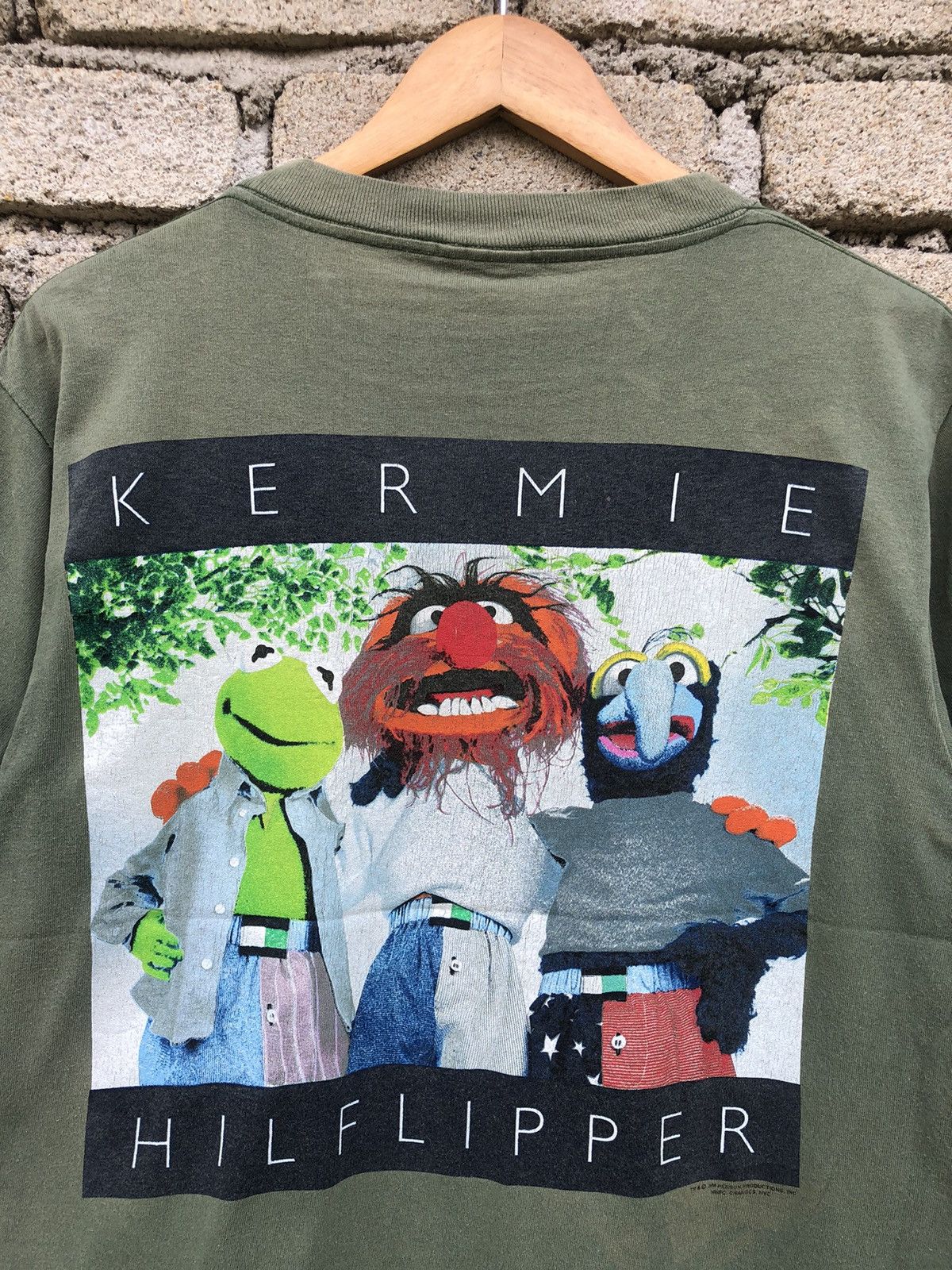 Vintage RARE VTG 90s Kermie Hilflipper Kermit Muppets Parody Tshirt Size US M / EU 48-50 / 2 - 15 Thumbnail