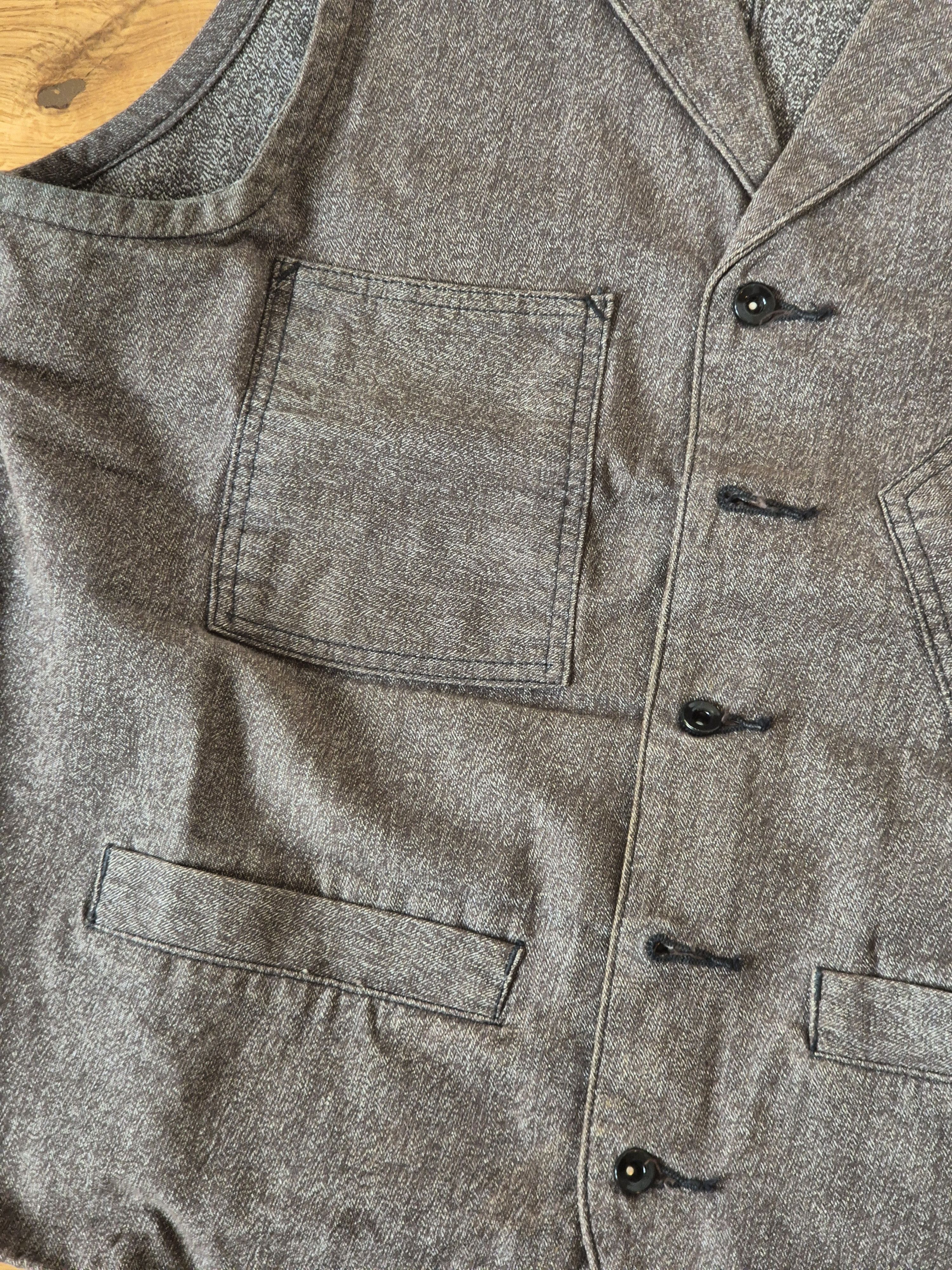 Sugar Cane Sugar Cane 1940s Style Cover Engineer Cotton Waistcoat Vest Size 40L - 4 Thumbnail