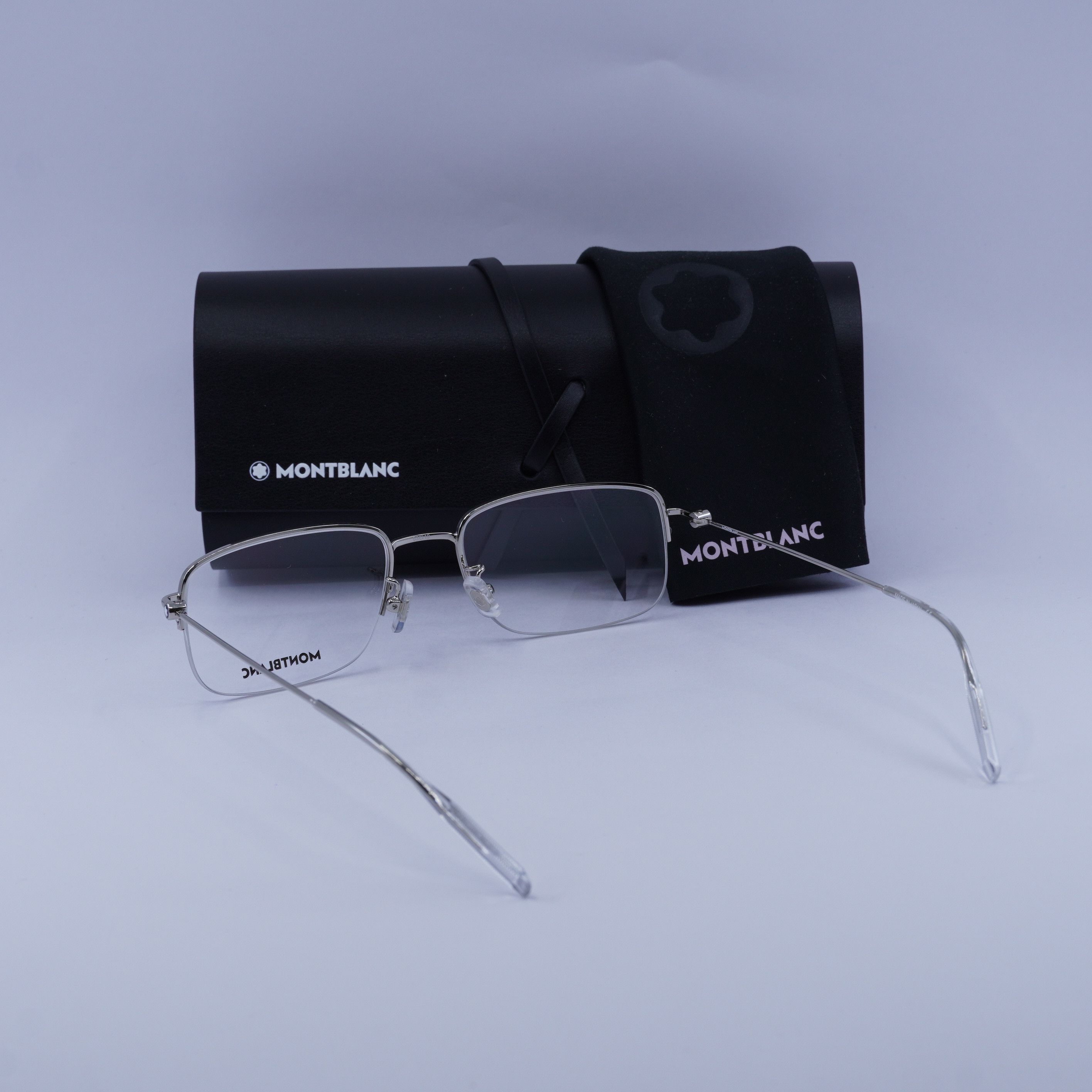 Montblanc Montblanc MB0084OK 003 Eyeglasses Silver 53mm Rectangle Size ONE SIZE - 10 Thumbnail