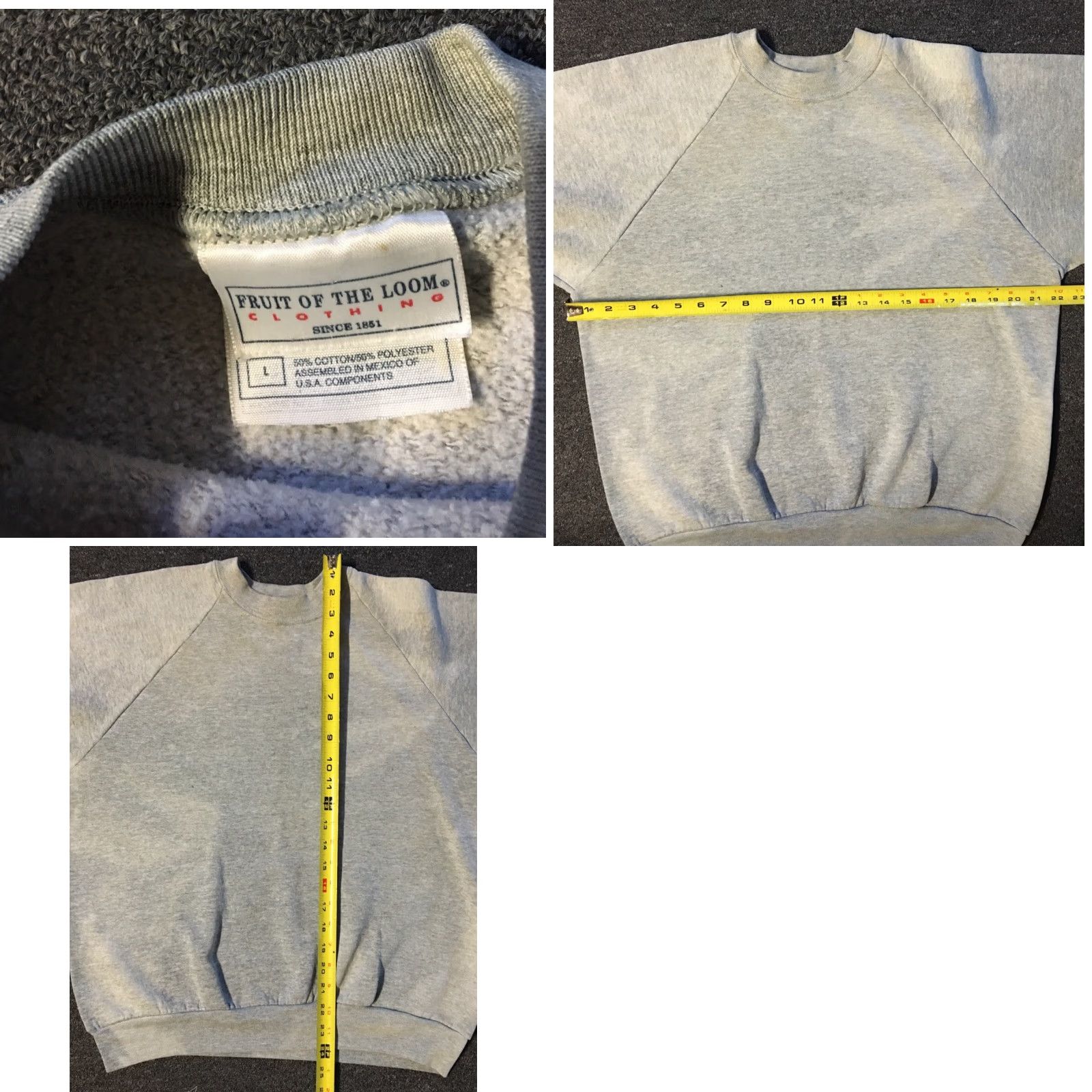Fruit Of The Loom VINTAGE Fruit of the Loom Hoodie Mens S Gray 90s Grunge Punk Skate Surf Biker USA Distressed Faded Sweatshirt Size US S / EU 44-46 / 1 - 8 Thumbnail
