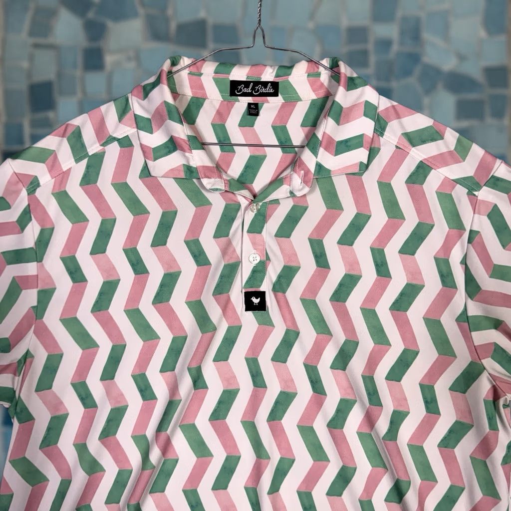 Vintage Bad Birdie Polo Shirt Men’s XL Watermelon Geometric All Over Beach Shirt Size US XL / EU 56 / 4 - 1 Thumbnail