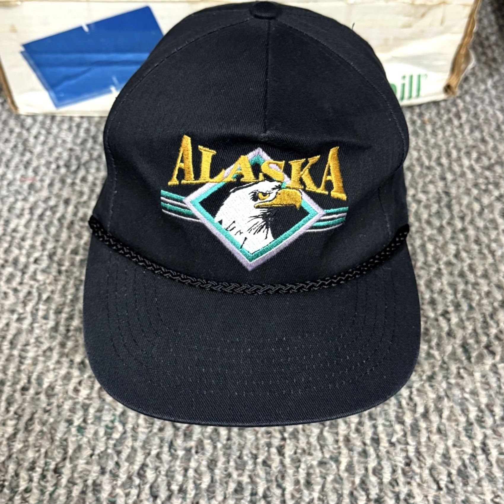 Vintage VINTAGE Alaska Trucker Hat Adult Black USA Outdoor Snapback Rope Bald Eagle 80s Size ONE SIZE - 2 Thumbnail