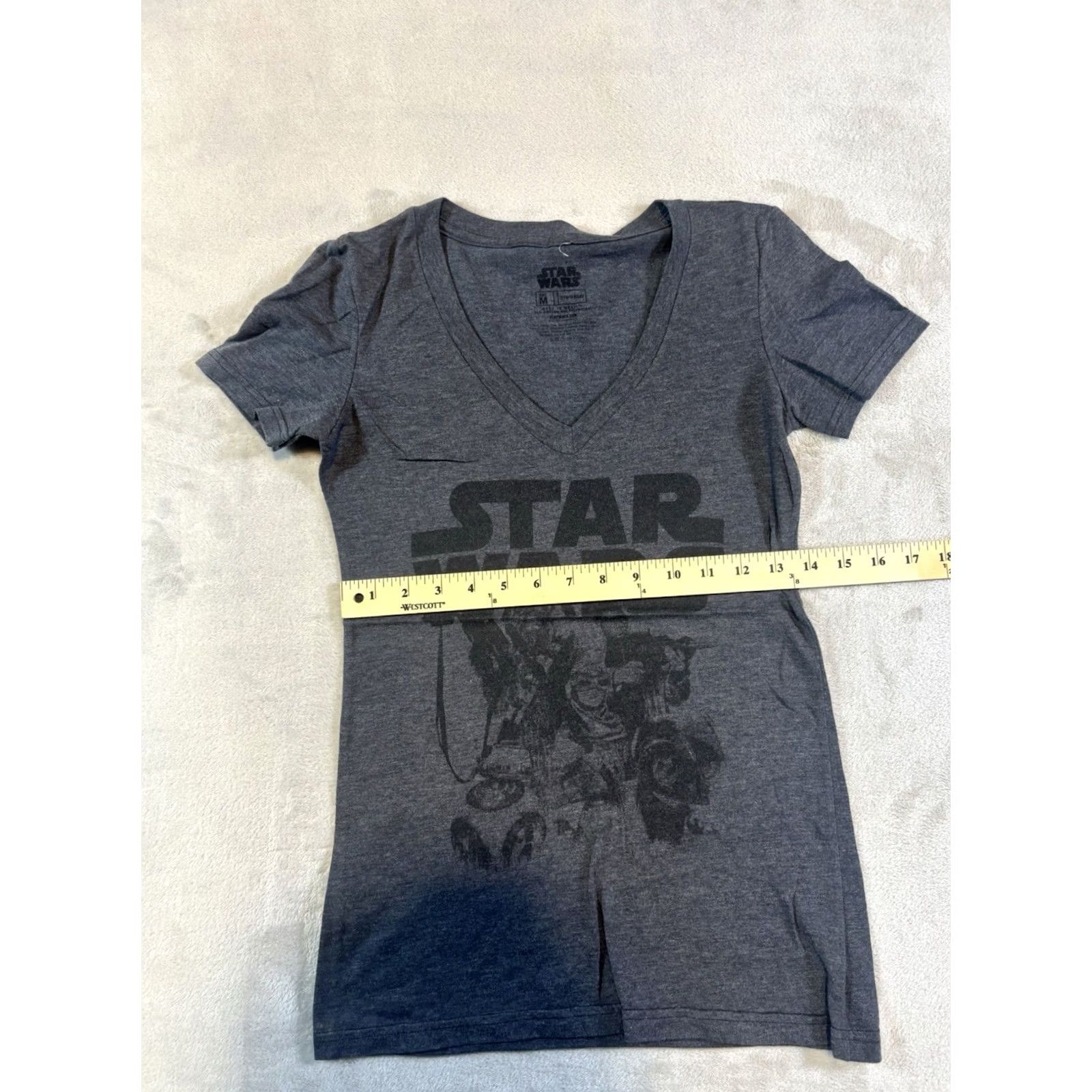 Star Wars Star Wars Women's T-Shirt Dark Gray V-Neck Size M Knit Cotton Polyester Short Sleeve Regular Casual Shirt Womens Size M / US 6-8 / IT 42-44 - 2 Thumbnail