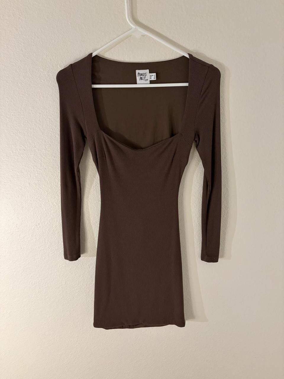 PRINCESS POLLY princess polly brown long sleeve mini dress | Grailed
