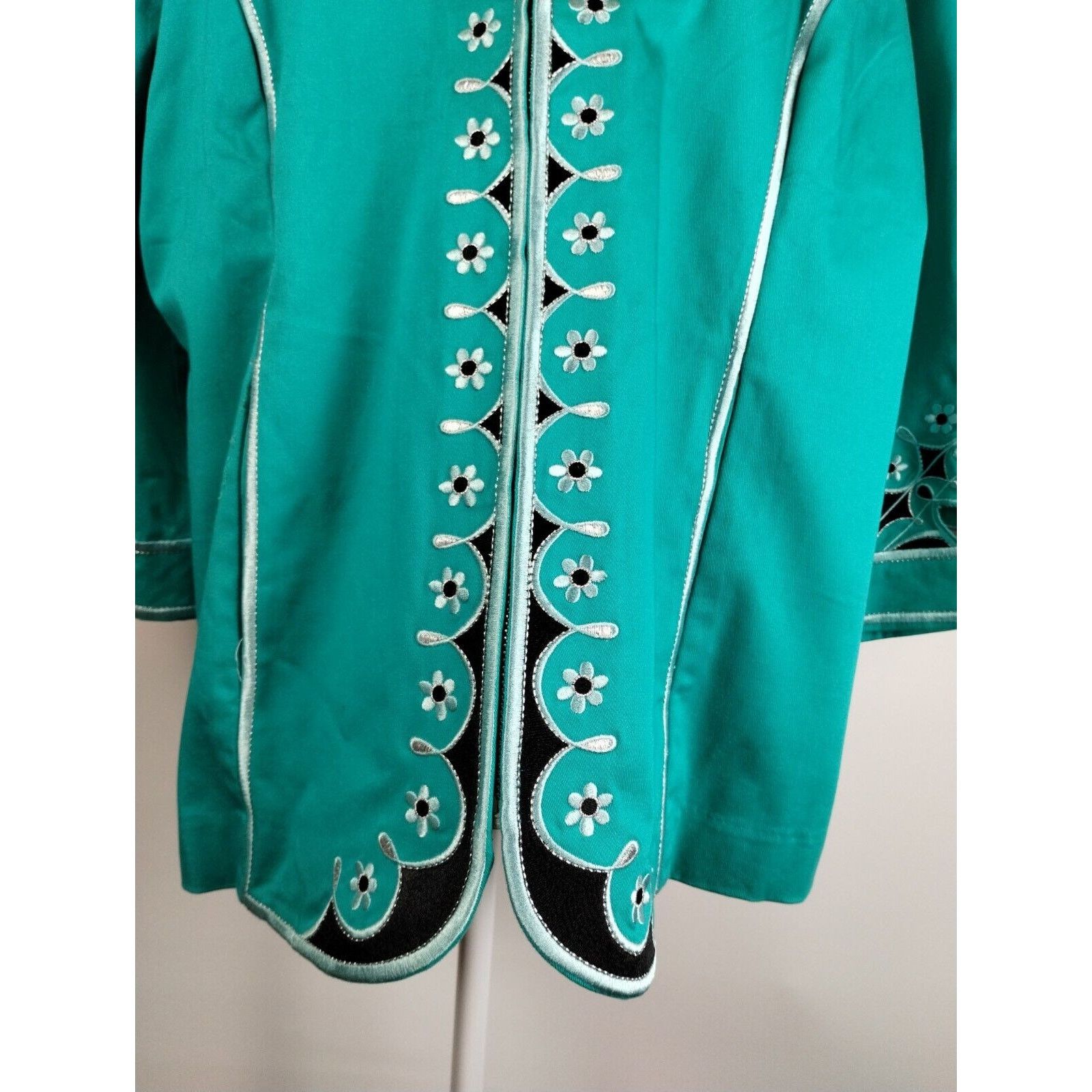 Vintage Bob Mackey Jacket - 1X Teal Embroidered - Blemished Size XL / US 12-14 / IT 48-50 - 2 Thumbnail
