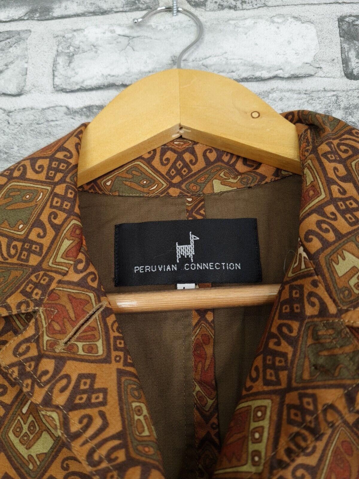 Designer Peruvian Connection Jacket Uk 16 18 Vtg Cotton Aztec Tribal Size L / US 10 / IT 46 - 4 Thumbnail