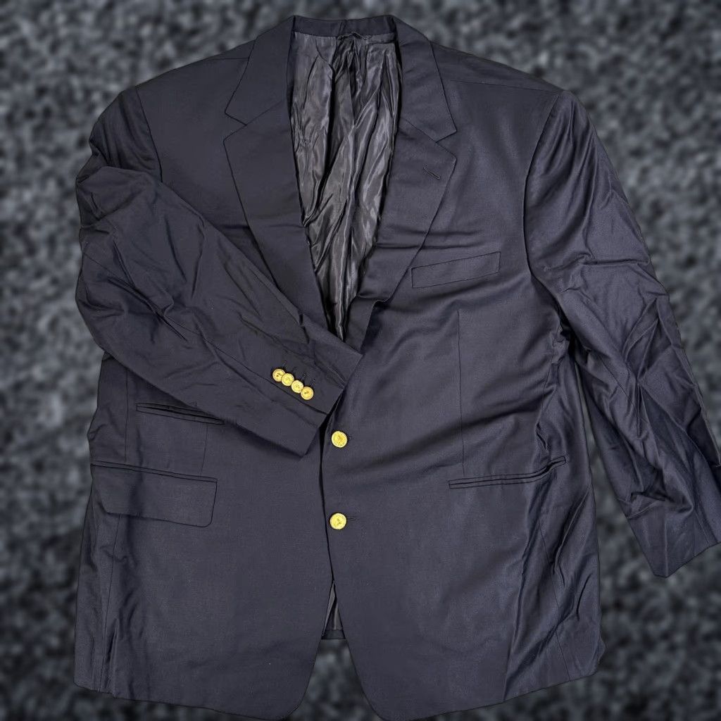 Vintage Tessitura Di Quaregna Blazer Mens XL Wool Notch Lapel Two-Button Front Long Jacket Blue Sport Coat Nick Lopez Tailoring 2 Piece Business Formal Size 46R - 1 Thumbnail