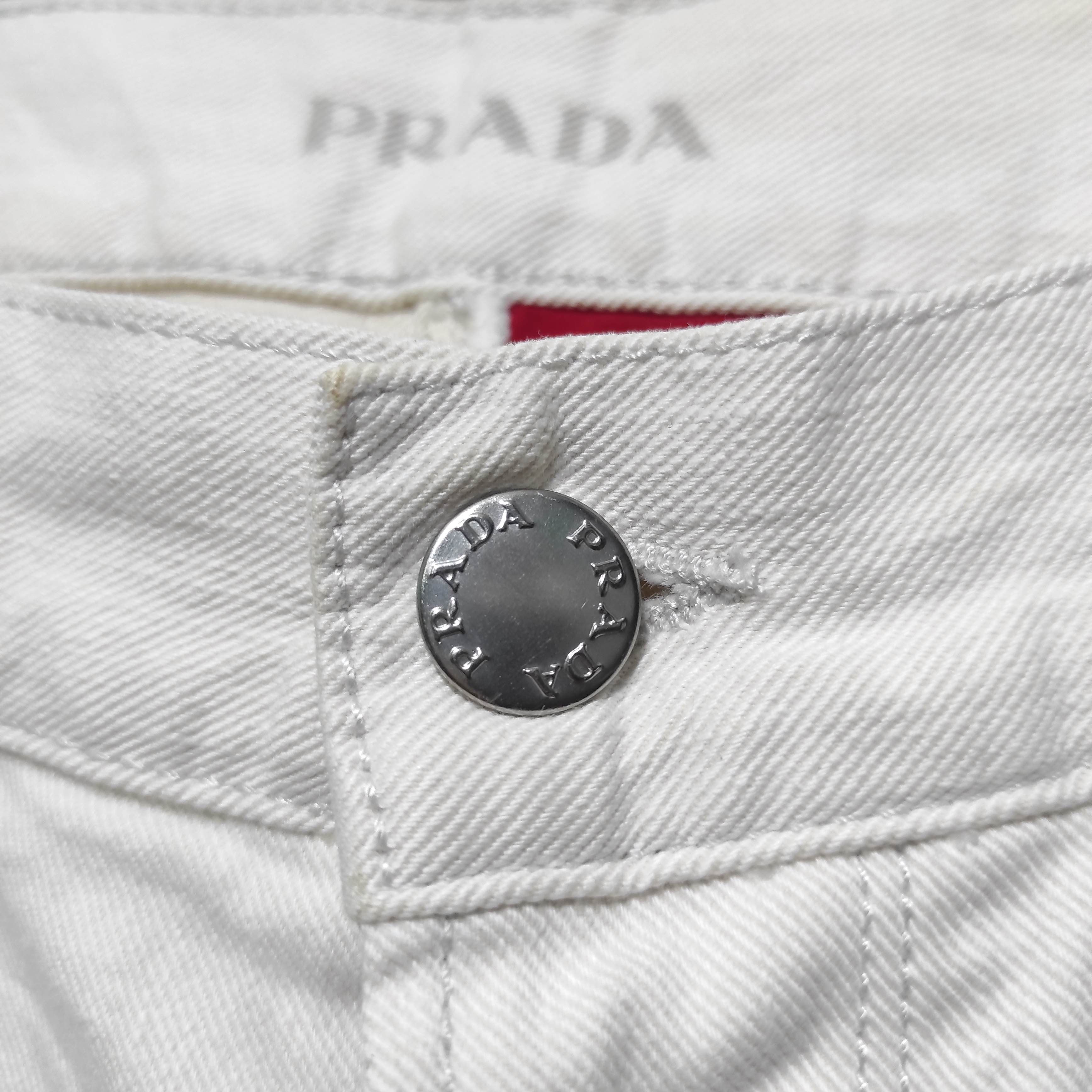 Prada Prada Logo White Denim Tapered Fit Jeans size 30 Size US 30 / EU 46 - 8 Thumbnail