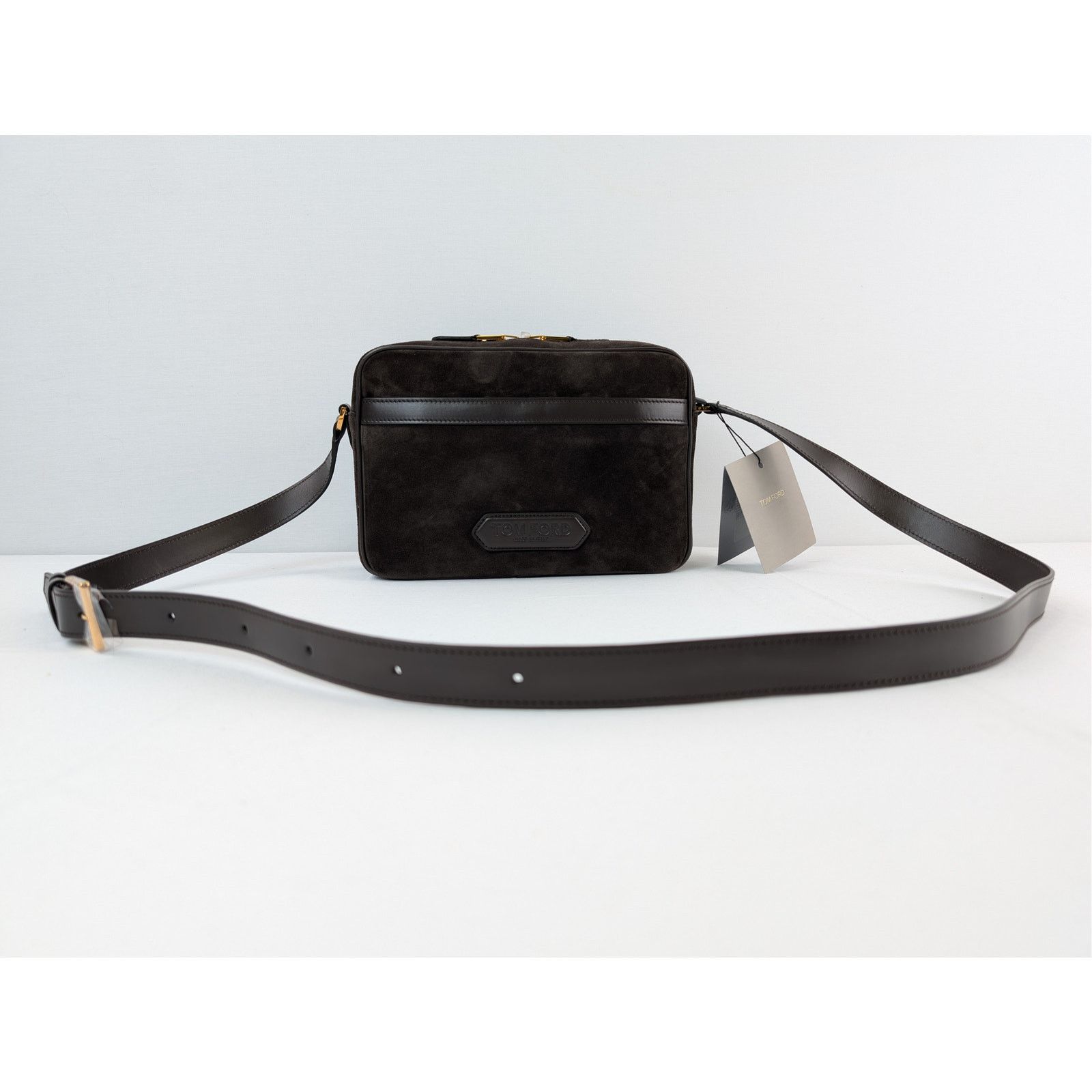 Tom Ford o1rshd1 Logo-Embossed Leather Messenger Bag in Brown Size ONE SIZE - 1 Thumbnail