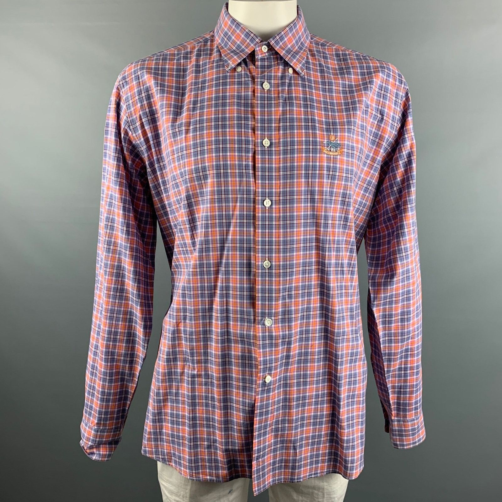 Faconnable FACONNABLE purple Orange Checkered Cotton Long Sleeve Shirt Size US XXL / EU 58 / 5 - 1 Thumbnail