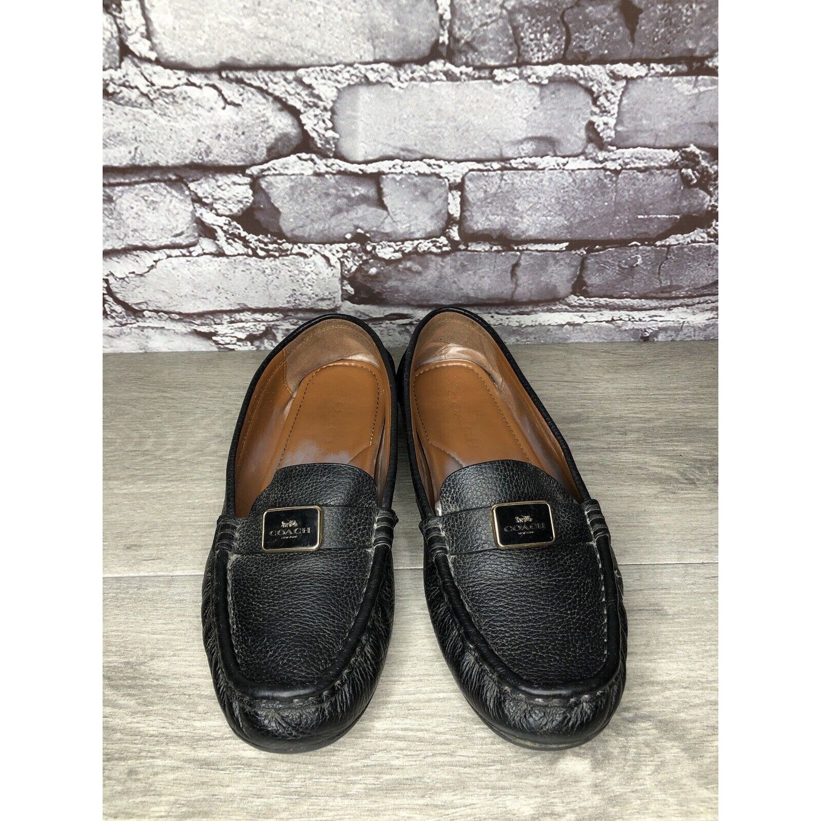 Coach Coach Black Pebbled Leather Badge Moccasin Loafers Shoes Wom Size US 8.5 / IT 38.5 - 18 Thumbnail