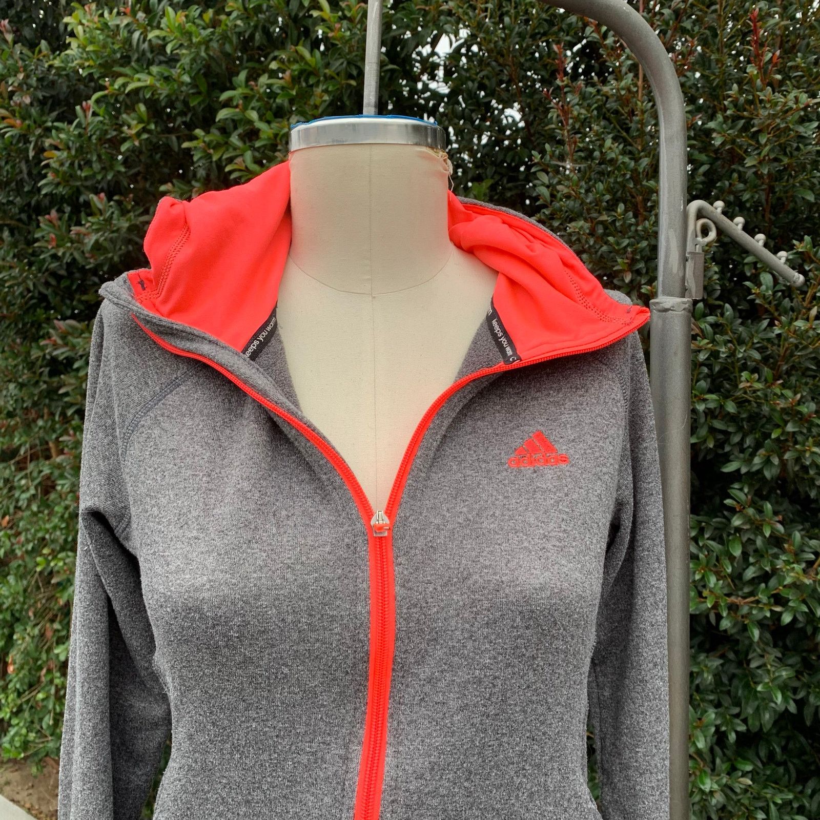 Adidas Adidas Climawarm Ultimate Hooded Zip-Up Gray Orange Full Zip Size S / US 4 / IT 40 - 3 Thumbnail
