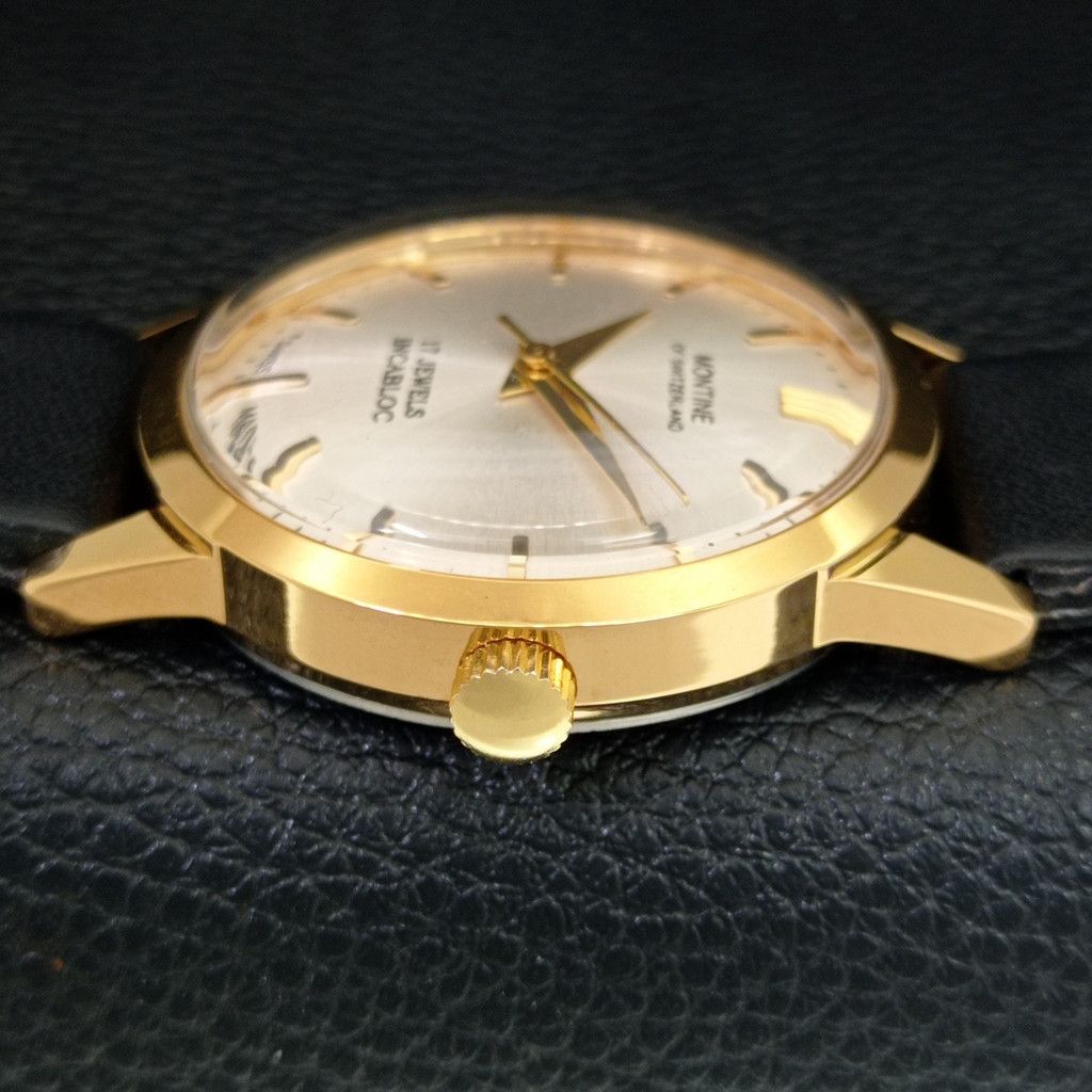 Other VINTAGE MONTINE HAND-WINDING SWISS MENS SILVER WATCH a444156 Size 38 - 5 Thumbnail