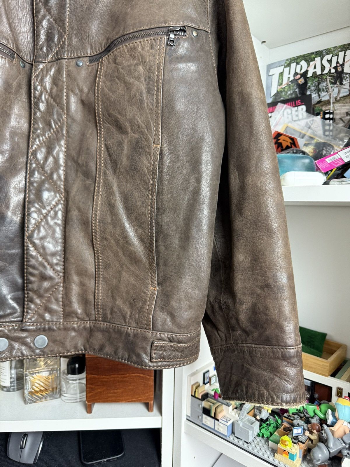 Vintage Vintage leather Harrington bomber jacket L biker racer retro Size US L / EU 52-54 / 3 - 5 Thumbnail