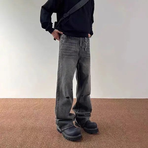 Japanese Brand Chihiro x Hada Washed Black Ripped Loose Hip Hop Jeans Size US 34 / EU 50 - 7 Thumbnail