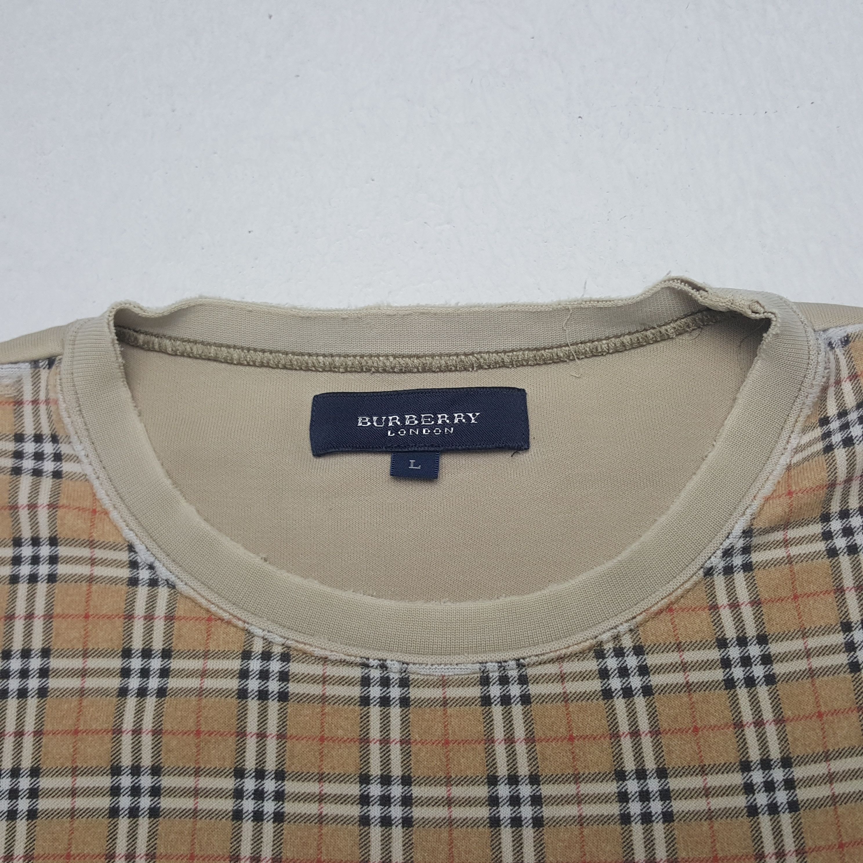 Burberry × Vintage Vintage Burberry London Nova Check Distressed Sweatshirt Size US L / EU 52-54 / 3 - 5 Thumbnail