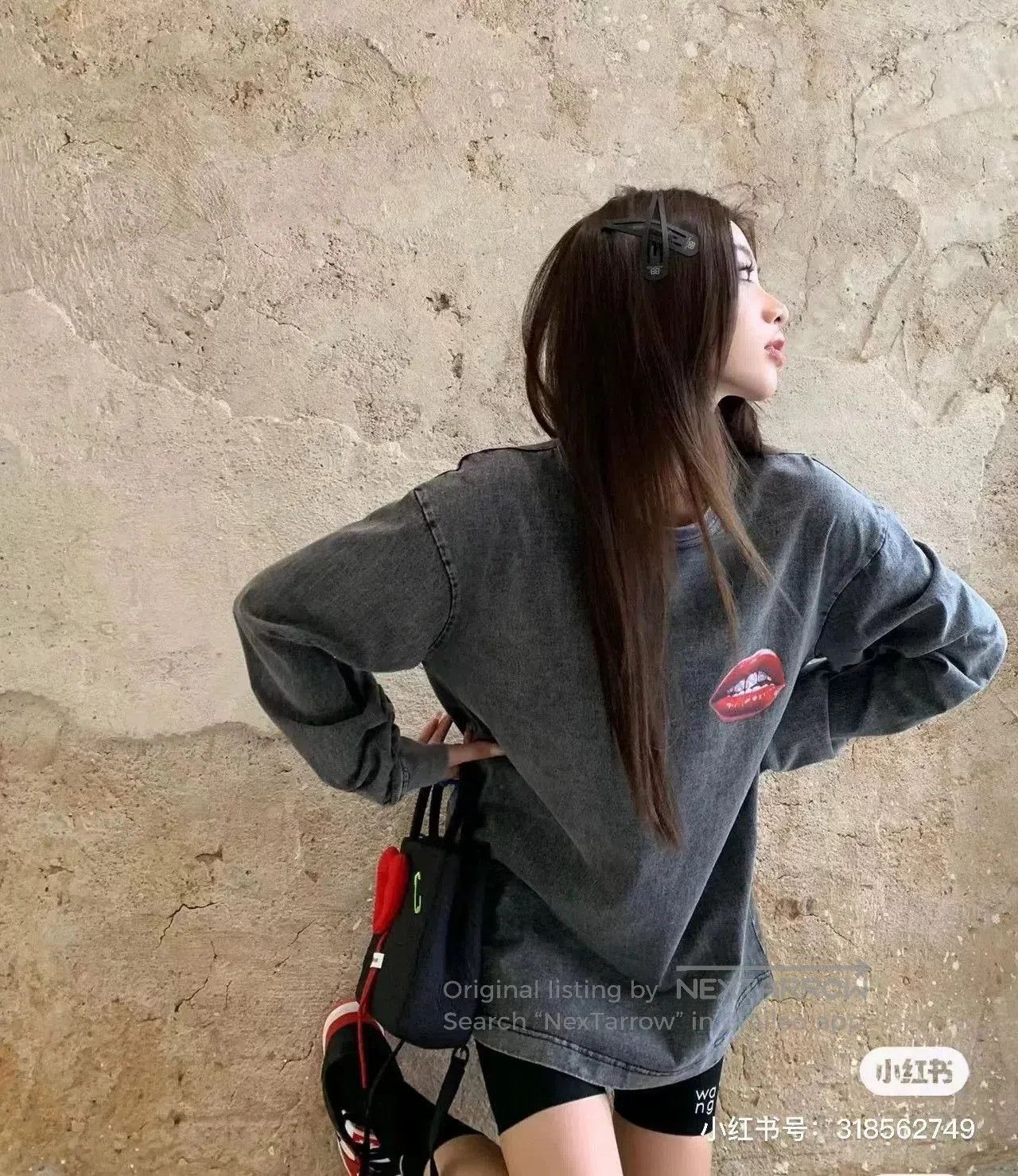 Alexander Wang Alexander Wang Gray Red Lips Sweatshirt. Size XS / US 0-2 / IT 36-38 - 5 Thumbnail