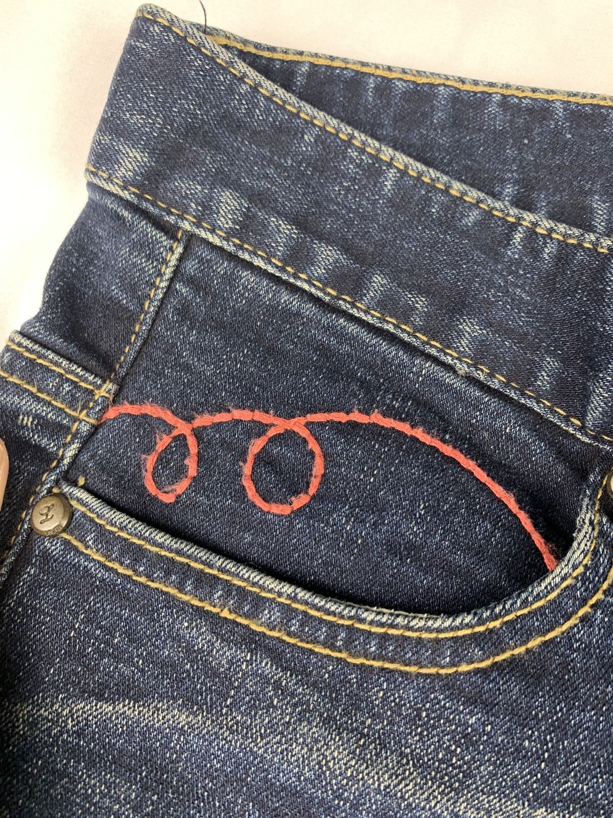 Japanese Brand y2k Lolita Like Cute Pop Embroidered Skinny Stretch Jeans Size 31" - 5 Thumbnail