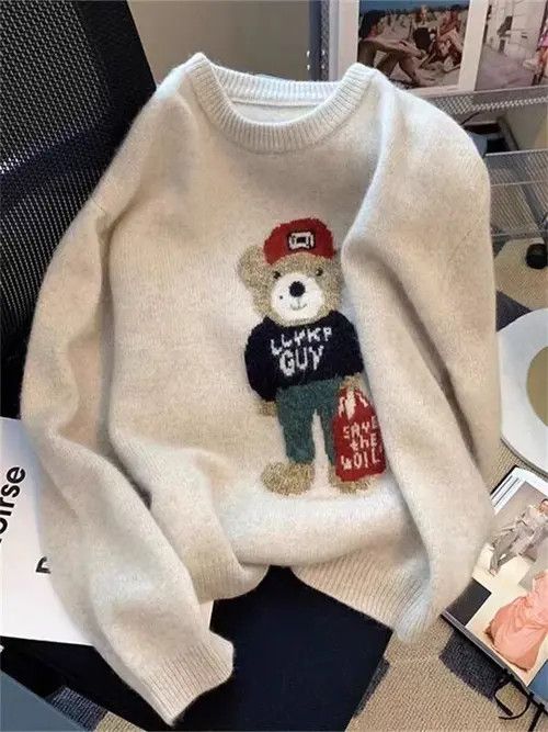 VIBE Street Vintage Bear Knit Sweater Sweatshirt Size US M / EU 48-50 / 2 - 1 Thumbnail
