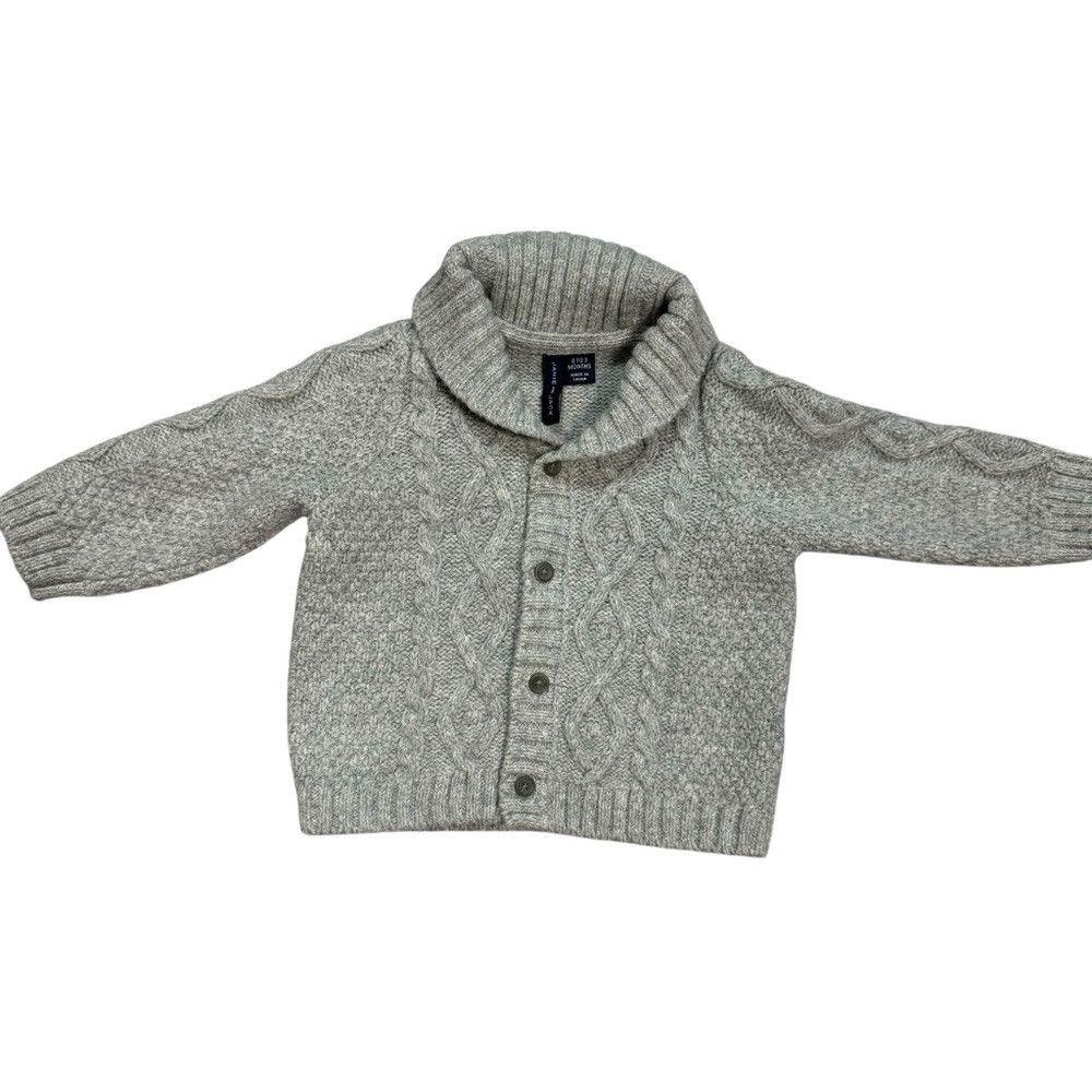 Other Janie And Jack Cable Knit Shawl Collar Grey Cardigan Aston Size US XXS / EU 40 - 1 Thumbnail