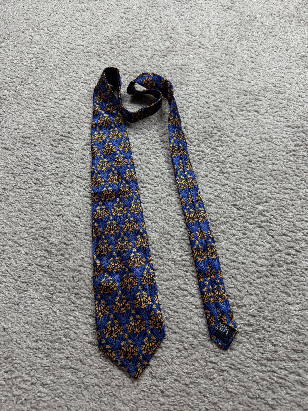 Yves Saint Laurent Vintage Yves Saint Lauren Blue Gold Luxury Tie Size ONE SIZE - 2 Thumbnail