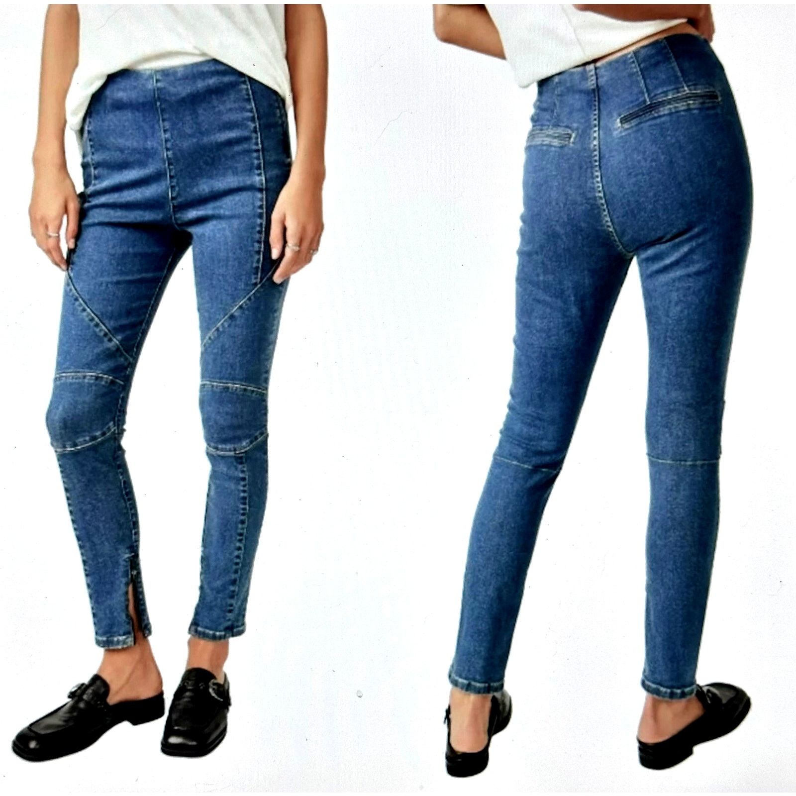 Free People Free People Bella Moto High-Rise Skinny Jeans Light Blue 28 Size 28" / US 6 / IT 42 - 2 Thumbnail