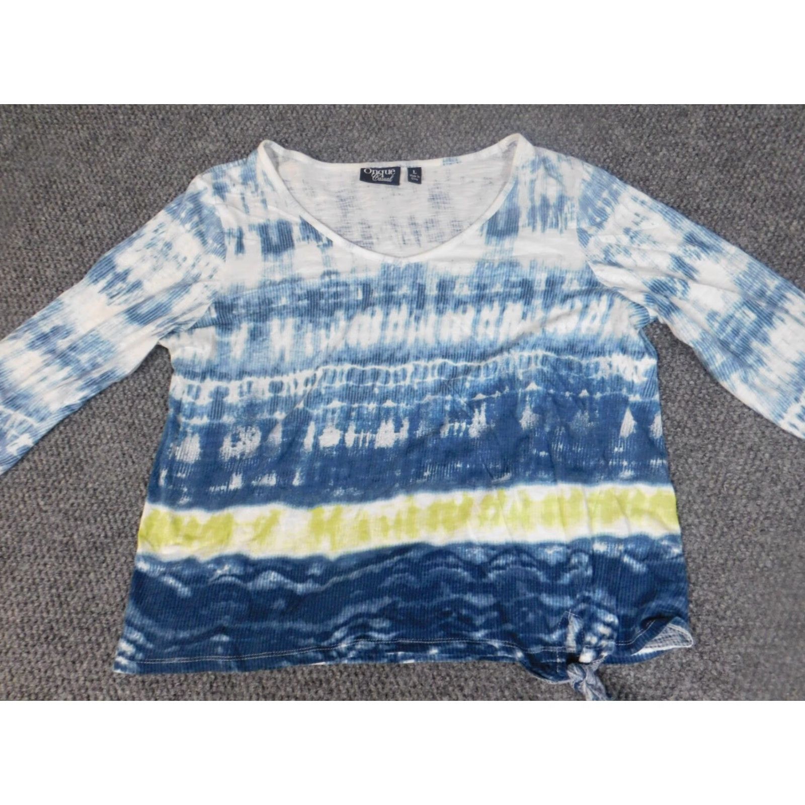Vintage Onque Casuals Womens Blouse L Blue Striped Stretch Crew Neck Long Sleeve Dolman Sleeve Casual Shirt Women Regular Size L Flat Size L / US 10 / IT 46 - 4 Thumbnail