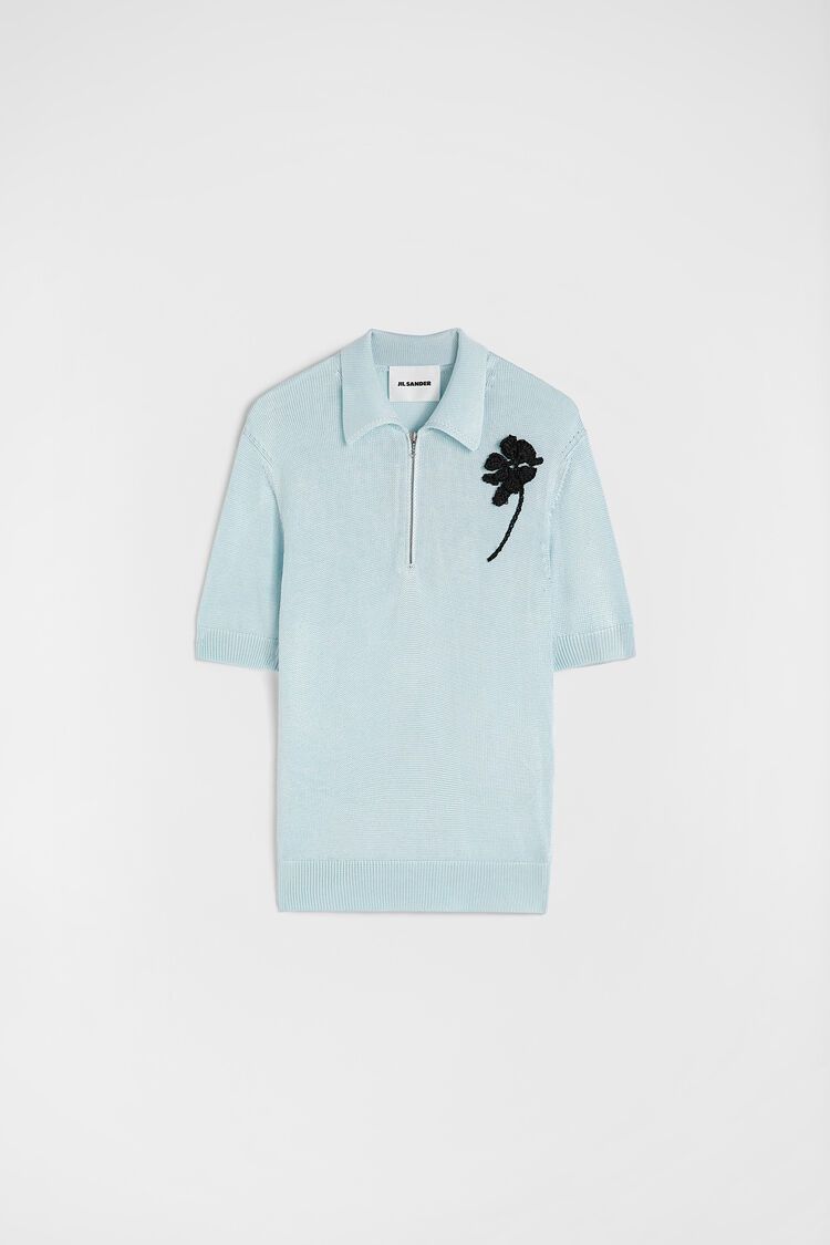 Jil Sander o1loc1c0426 Knit Polo T-Shirt in Blue Size US XL / EU 56 / 4 - 1 Thumbnail