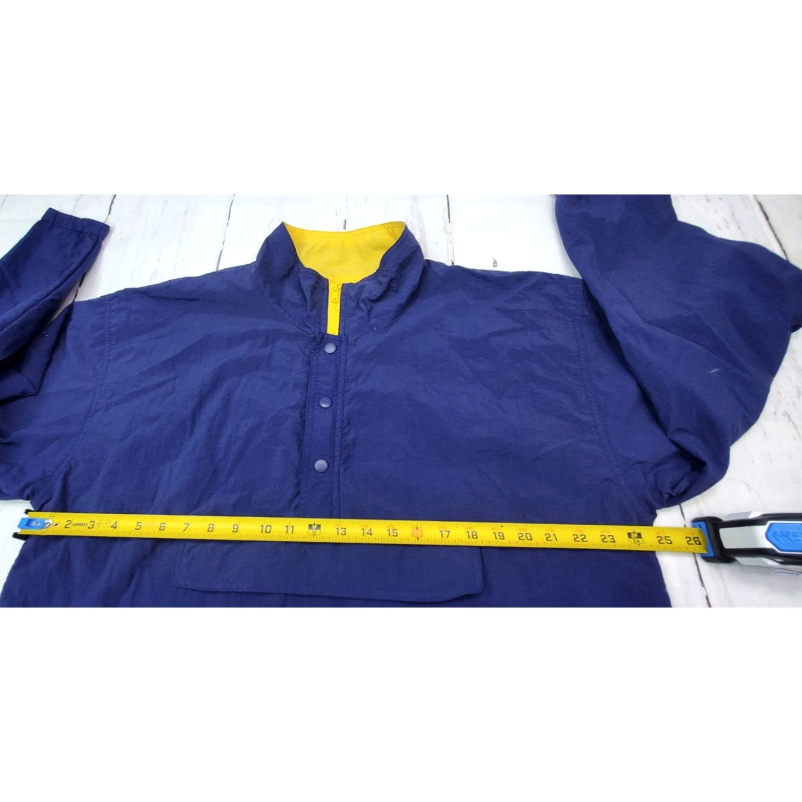 Gap VINTAGE Gap Hooded Windbreaker Anorak Pullover 1/2 Zip Mens M Blue Yellow Jacket Size US M / EU 48-50 / 2 - 6 Thumbnail