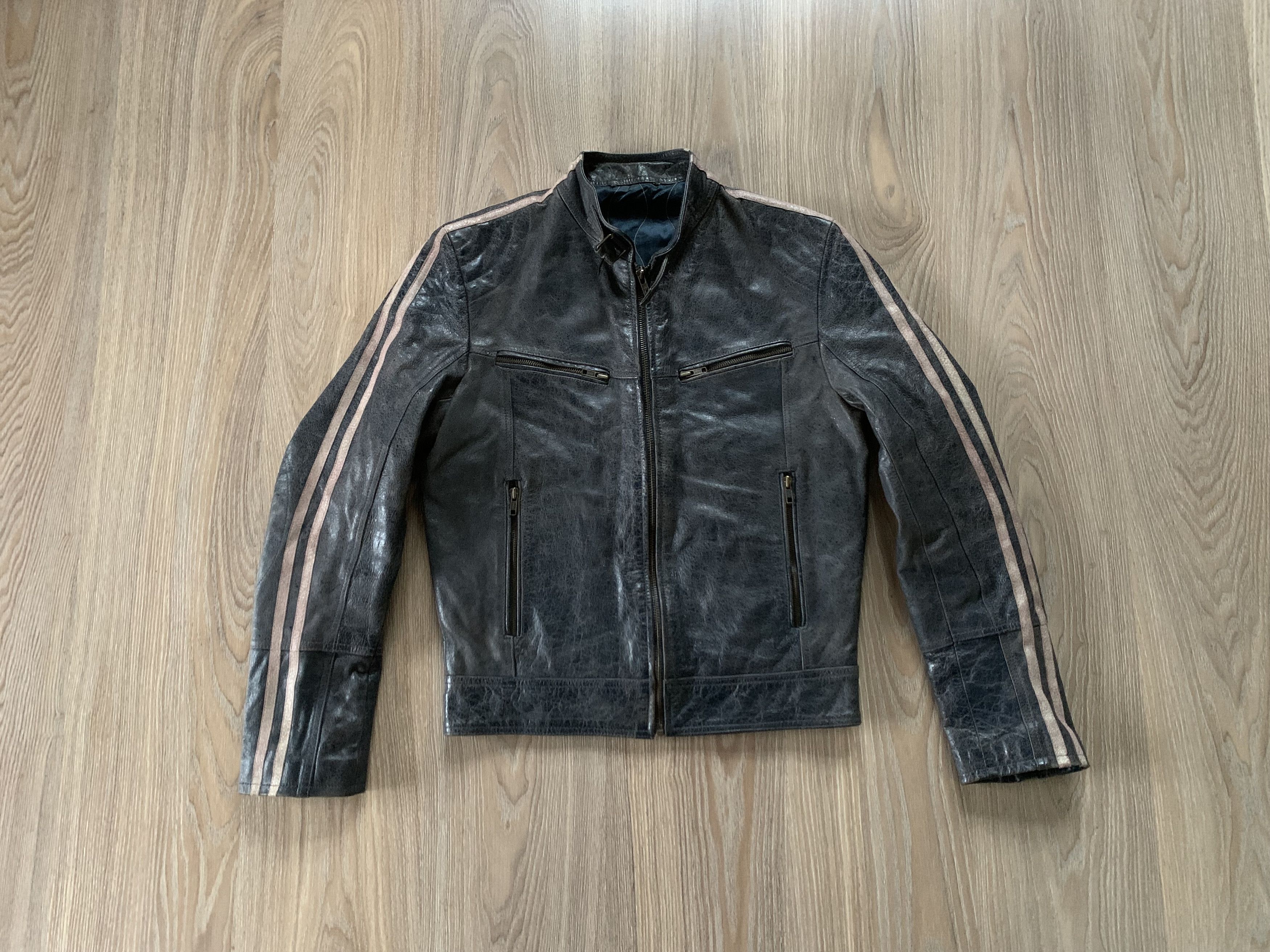 River Island Vintage River Island Leather Biker Stripe Jacket Size US S / EU 44-46 / 1 - 10 Thumbnail