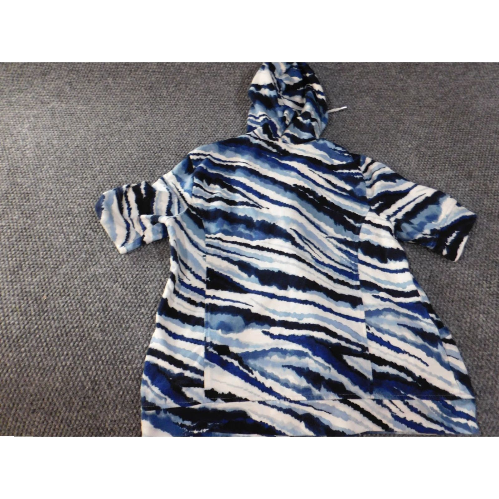 Vintage Chico's Jacket Women Regular Size 1 Blue Zip Striped Cotton Knit Stretch Mid-Length Casual Designer Size XS / US 0-2 / IT 36-38 - 7 Thumbnail