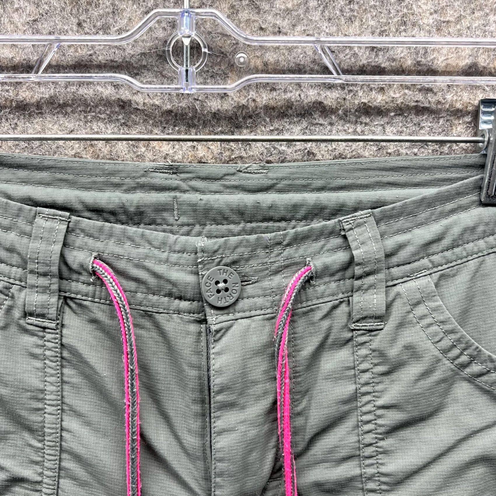 The North Face VINTAGE: The North Face Pants Women 4 Green Pink Casual Drawstring Polyester Hiking Hike Size 27" / US 4 / IT 40 - 6 Thumbnail