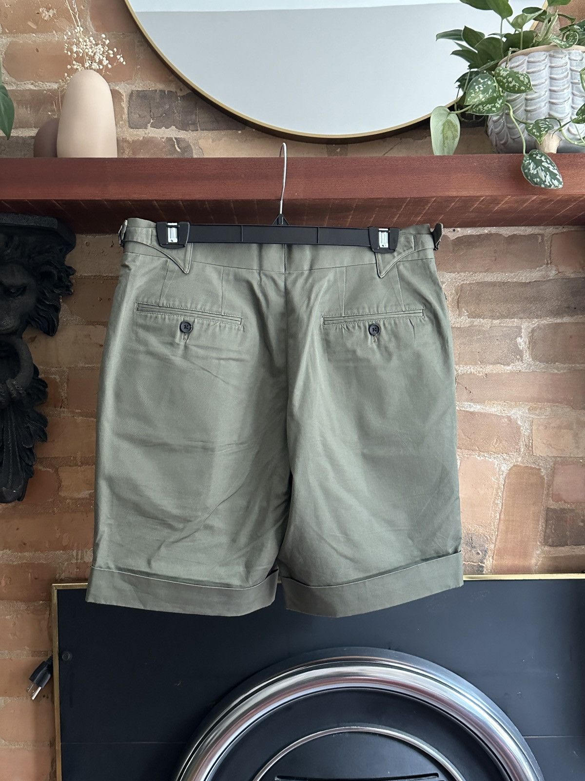 Spier & Mackay Spier and Mackay Green Cotton High Rise Pleated Shorts Size US 32 / EU 48 - 2 Thumbnail