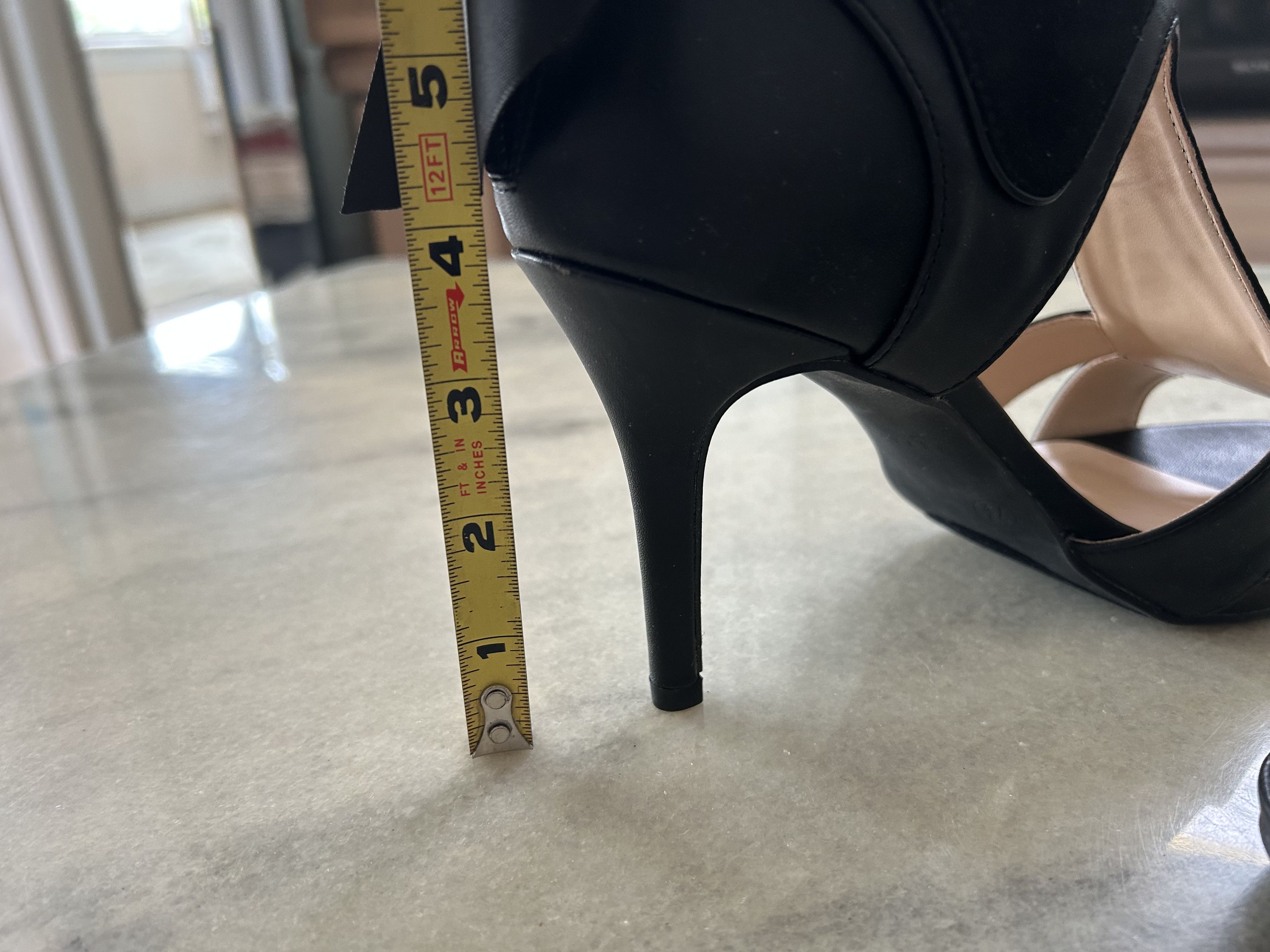 Other Metaphor NWOT Size 7.5 Black Zip Back Bow Vegan Heels Size US 7.5 / IT 37.5 - 4 Thumbnail