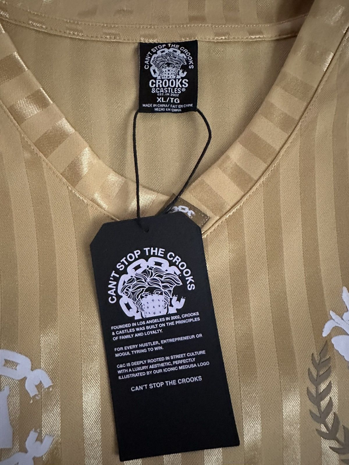 Crooks & Castles Crooks and Castles CNC Spellout Soccer Jersey Gold Stripe Size US XL / EU 56 / 4 - 3 Thumbnail
