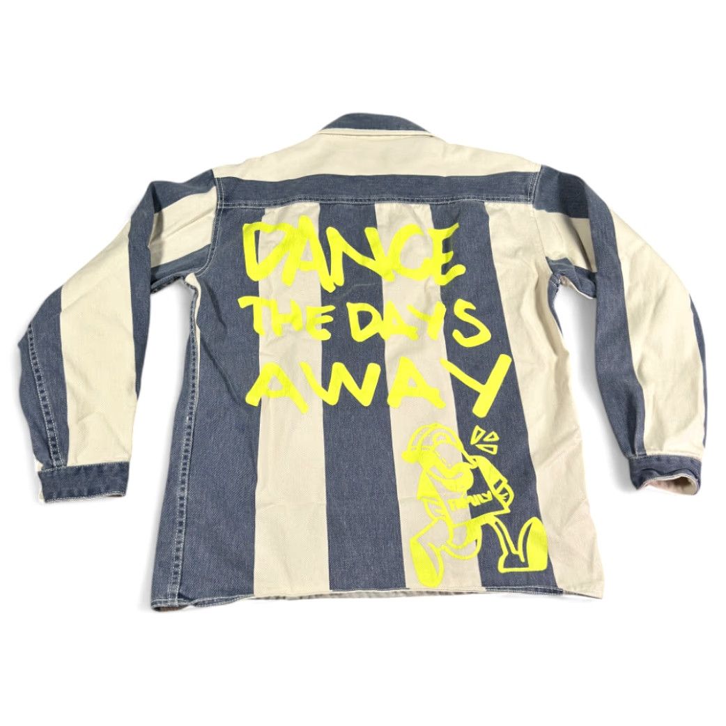 Zara VINTAGE Zara Shirt Adult SMALL Blue White Striped Denim Jean Graffiti Dance Days Away Size US S / EU 44-46 / 1 - 2 Thumbnail